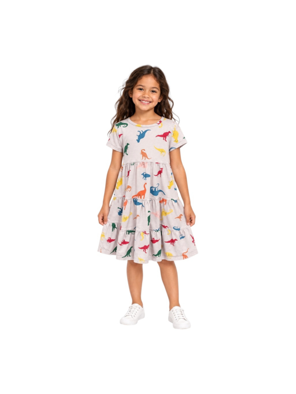 Hanna Andersson Girls Dinosaur Tiered Dress Size 120 US 6-7